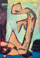 1989_dieter ladewig_sitzende figur mit dreieckigen brusten_70x100_grun100